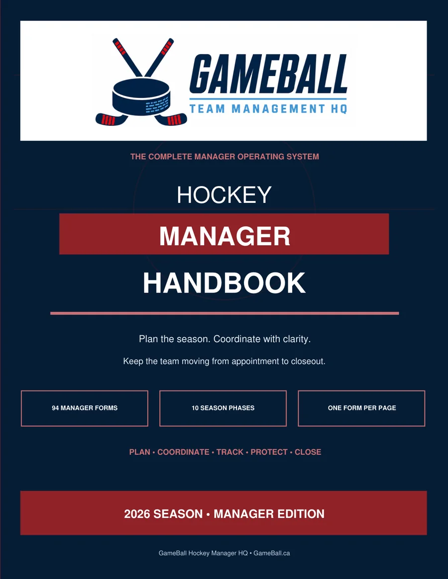 GameBall Hockey Team Manager's Handbook 2026 cover